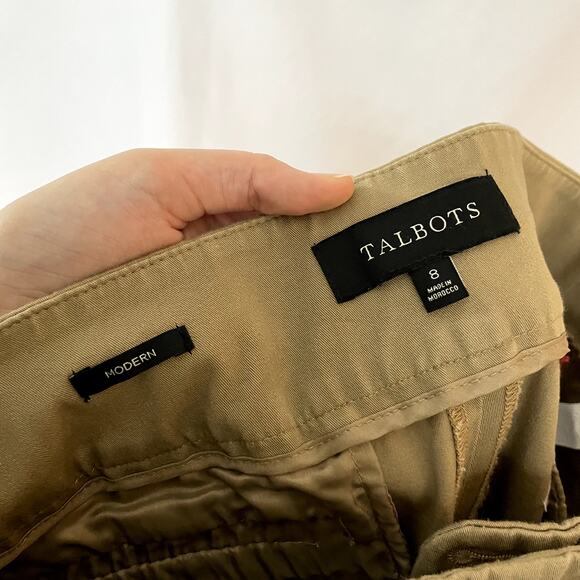 Talbots modern tan khaki pants cotton women's size 8 trousers straight leg - Picture 5 of 6